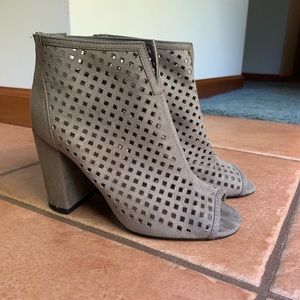 Faux Suede Open Toe Bootie